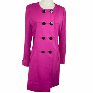 Trina Turk‎ Womens 12 Fuchsia Double Breasted Lined Knee Length Coat Barbiecore